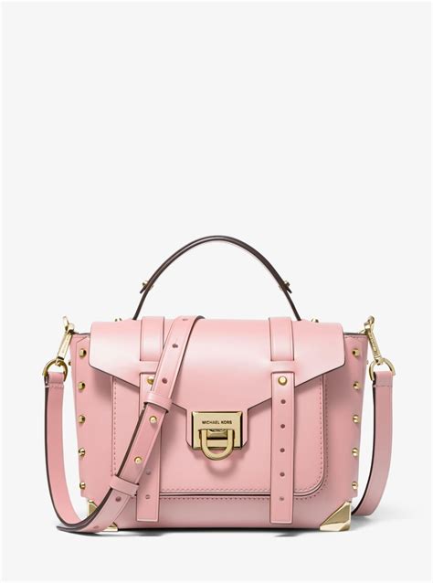 manhattan medium leather satchel michael kors|More.